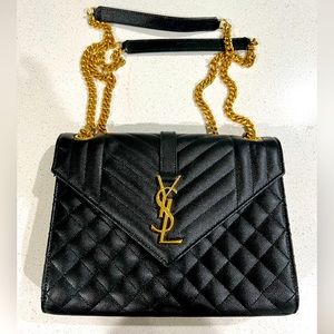 YSL ENVELOPE MEDIUM CHAIN BAG MIX MATELASSÉ GRAIN DE POUDRE EMBOSSED LEATHER